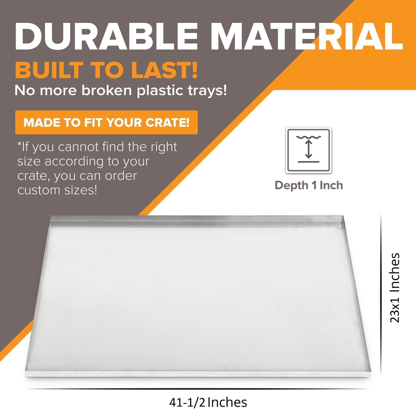 PortaTray Dog Crate Replacement Tray, Chew, and Crack Proof Metal Multipurpose Tray