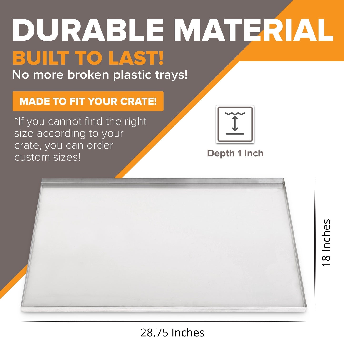 PortaTray Frisco Dog Crate Replacement Tray, Chew, and Crack Proof Metal Multipurpose Tray