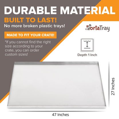 PortaTray Dog Crate Replacement Tray, Chew, and Crack Proof Metal Multipurpose Tray