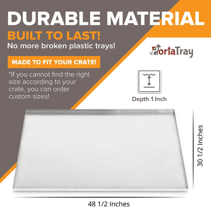 PortaTray Dog Crate Replacement Tray, Chew, and Crack Proof Metal Multipurpose Tray