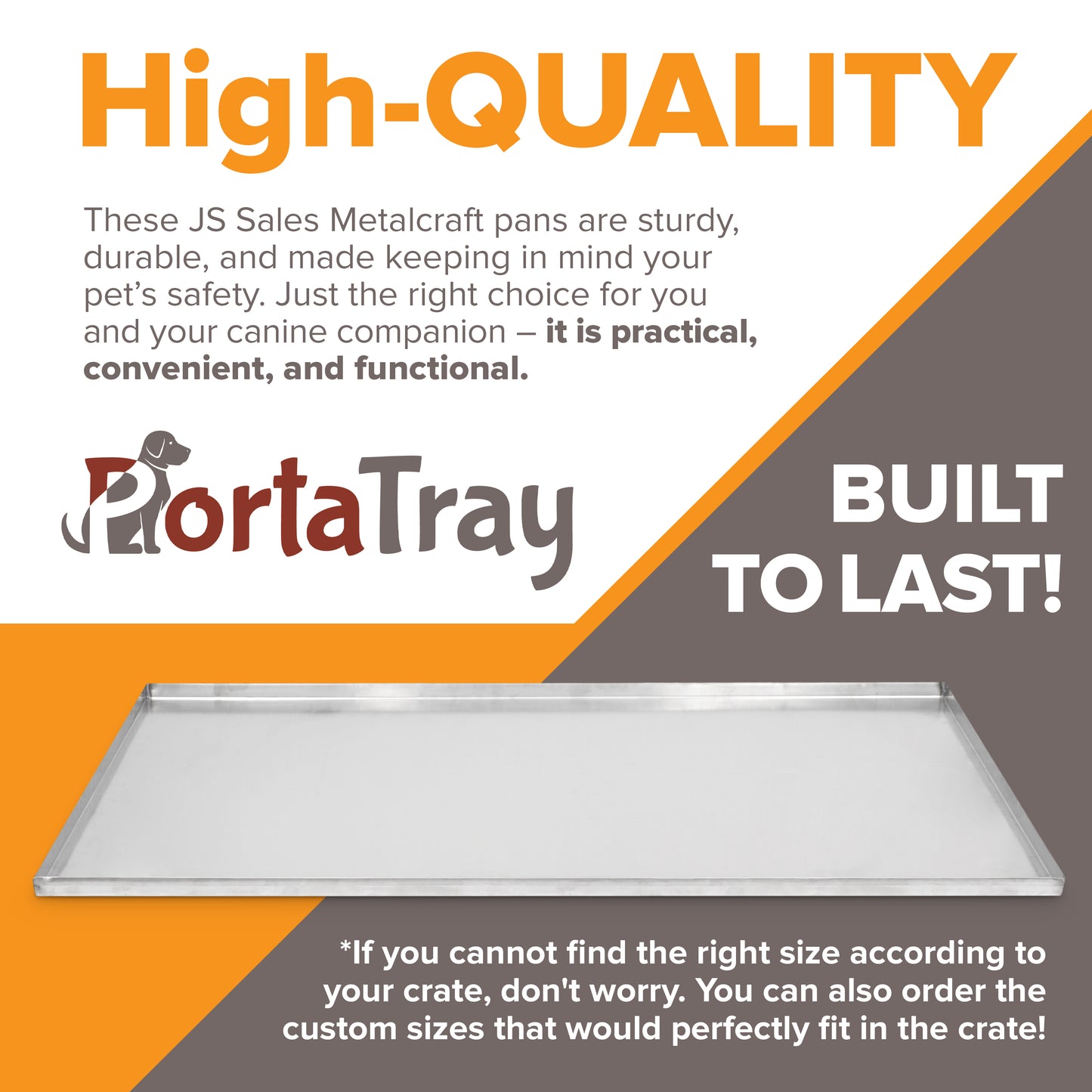 PortaTray - Midwest and Precision Replacement Dog Kennel Tray - Chew Proof and Crack Proof Metal Multipurpose Tray