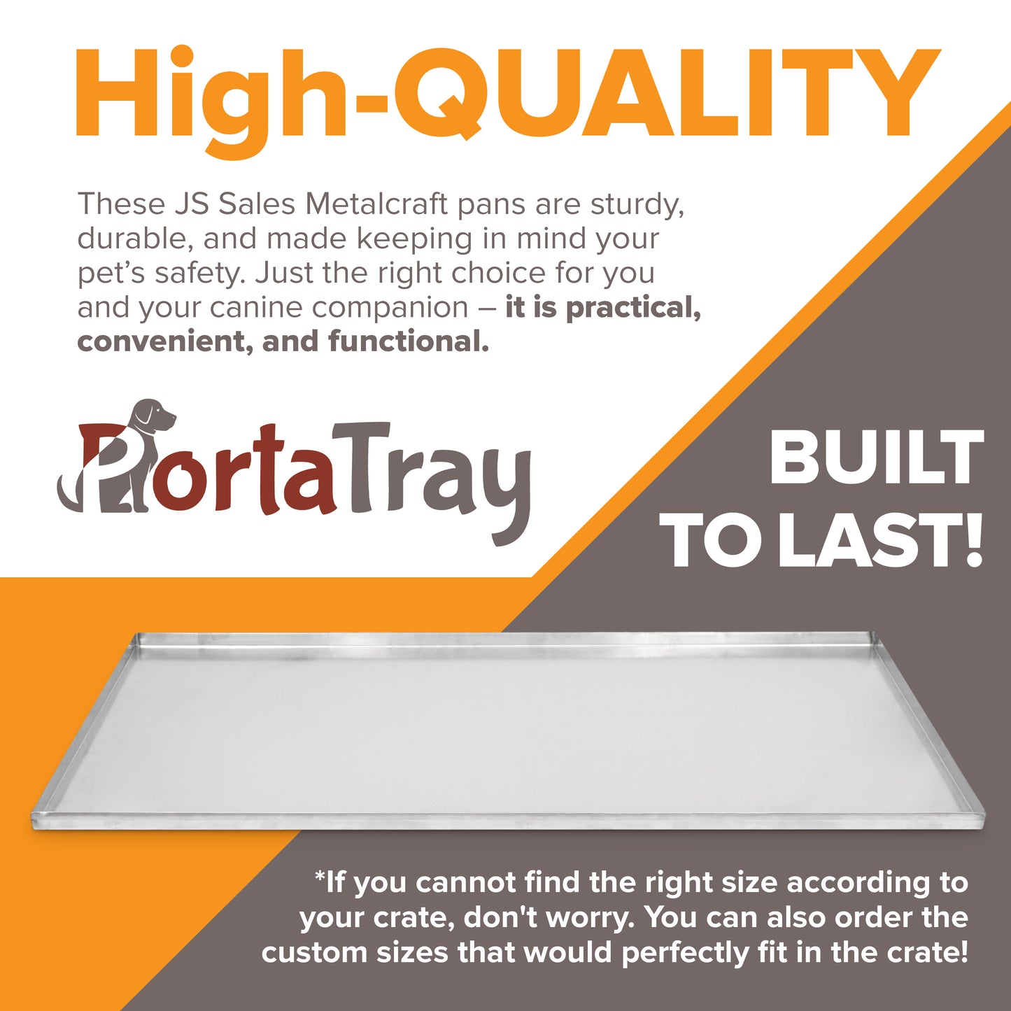 PortaTray Dog Crate Replacement Tray, Chew, and Crack Proof Metal Multipurpose Tray